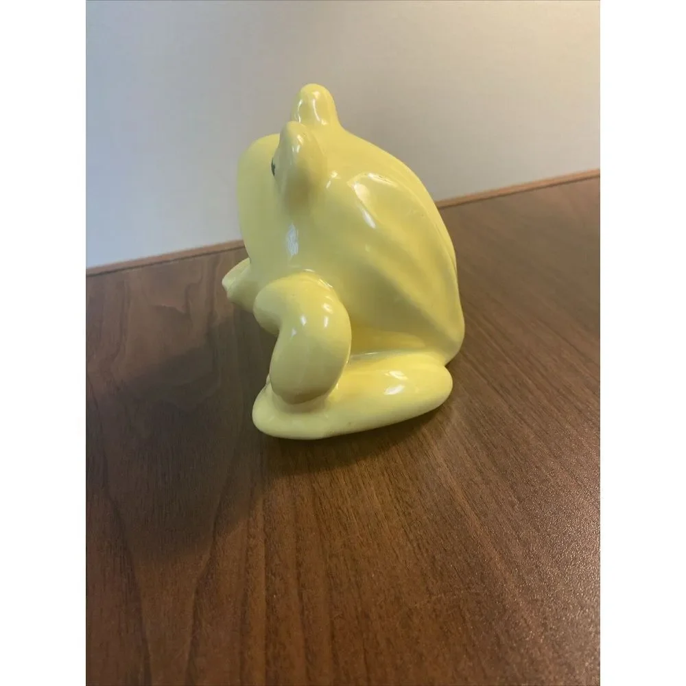 Vintage Yellow Ceramic SCRUBBER FROG Open Small Mouth SPONGE SOAP Holder‎